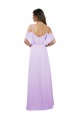 Lilás Chiffon Linha A Ombro Frio Amor Longo Vestidos de Madrinha