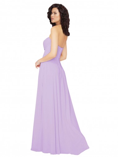Lilás Chiffon Linha A Sem Mangas Amor Longo Vestidos de Madrinha