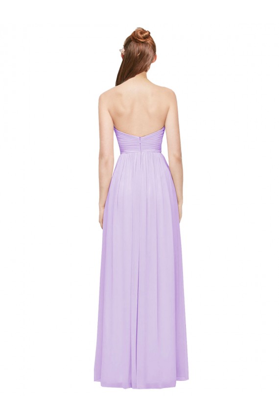 Lilás Chiffon Linha A Sem Mangas Sem alças Longo Vestidos de Madrinha Acessíveis