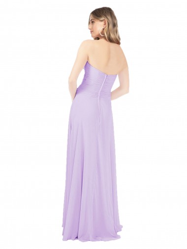 Lilás Chiffon Linha A Sem alças Longo Vestidos de Madrinha