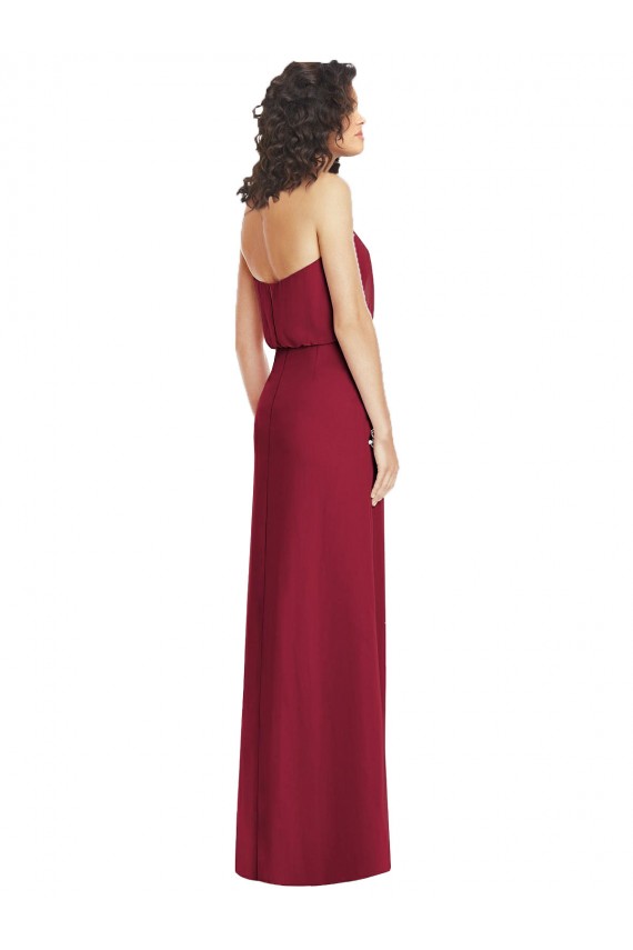 Lilás Chiffon Sem Mangas Sem alças Linha A Longo Vestidos de Madrinha Acessíveis