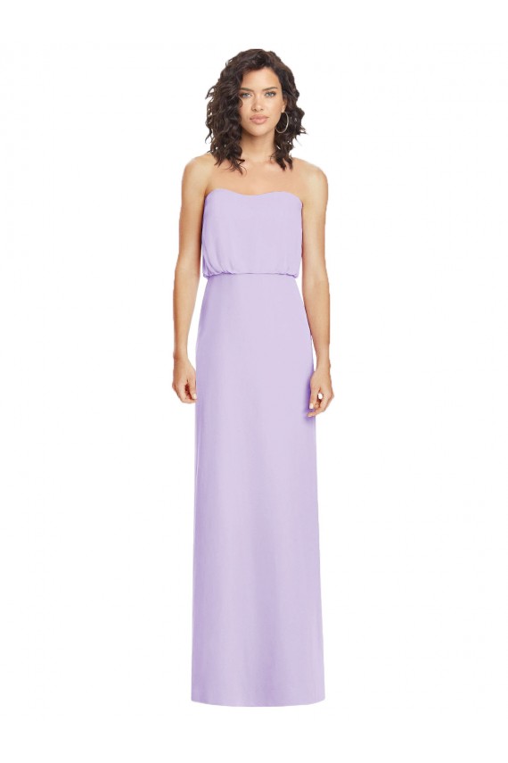 Lilás Chiffon Sem Mangas Sem alças Linha A Longo Vestidos de Madrinha Acessíveis