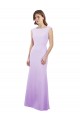 Lilás Coluna Decote redondo Chiffon Longo Vestidos de Madrinha Acessíveis