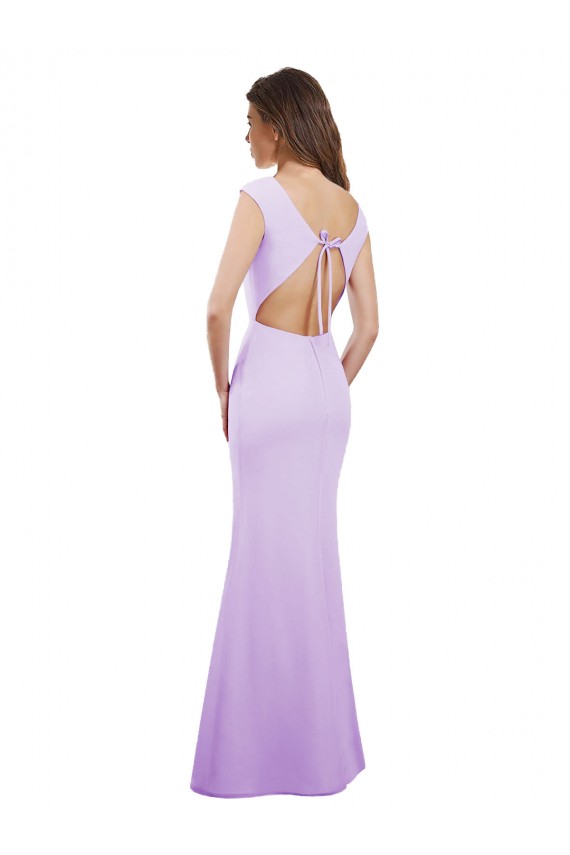 Lilás Coluna Decote redondo Chiffon Longo Vestidos de Madrinha Acessíveis