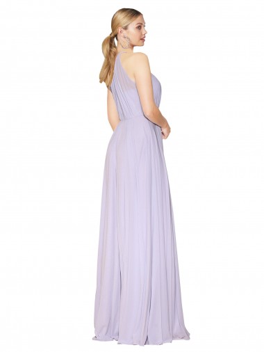 Lilás Linha A Cabeçada Chiffon Longo Formais Vestidos de Madrinha / Vestidos de Festa