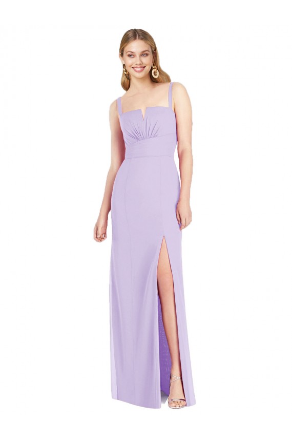 Lilás Sereia Alças finas Chiffon Longo Vestidos de Madrinha Acessíveis