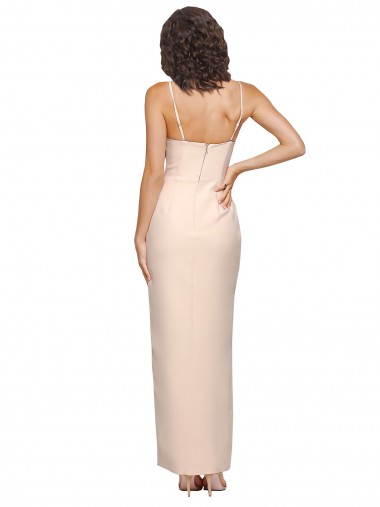 Nu Bainha Sem alças Crepe Esticado Longo Vestidos de Madrinha / Vestidos de Festa