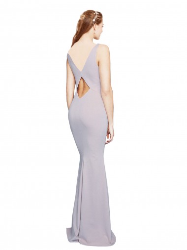 Lilás Ártico Sereia Decote V Crepe Esticado Longo Formais Vestidos de Madrinha / Vestidos de Festa