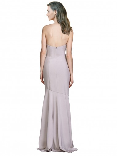 Lilás Ártico Sereia Sem alças Crepe Esticado Longo Vestidos de Madrinha / Vestidos de Festa