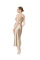 Linha A Decote V Comprimento Midi Cetim Sedoso Curto Formais Vestidos de Madrinha / Vestidos de Festa