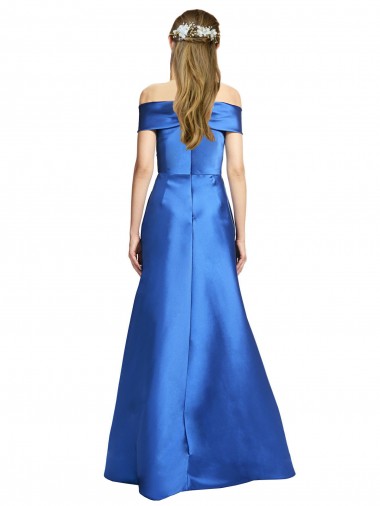 Linha A Fora do Ombro Cetim Longo Formais Vestidos de Madrinha / Vestidos de Festa