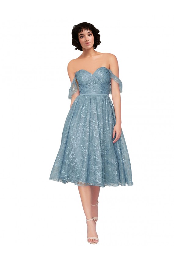 Linha A Fora do Ombro Renda Curto Vestidos de Madrinha / Vestidos de Homecoming Acessíveis