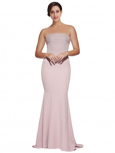 Malva Bainha Sem alças Comboio Varredela Crepe Esticado Longo Formais Vestidos de Madrinha / Vestidos de Festa