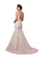Marfim & Blush Sereia Decote V Comboio Capela Tule & Renda Longo Vestidos de Noiva