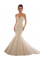 Marfim & Champanhe Tule & Renda Sem Mangas Amor Sereia Longo Vestidos de Noiva Acessíveis