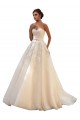 Marfim & Champanhe Tule & Renda Vestido de Baile Amor Longo Vestidos de Noiva