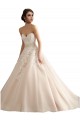 Marfim & Champanhe Vestido de Baile Decote V Comboio Catedral Tule & Renda Longo Vestidos de Noiva