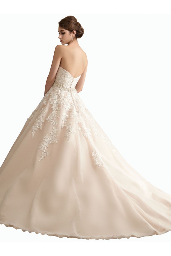 Marfim & Champanhe Vestido de Baile Decote V Comboio Catedral Tule & Renda Longo Vestidos de Noiva