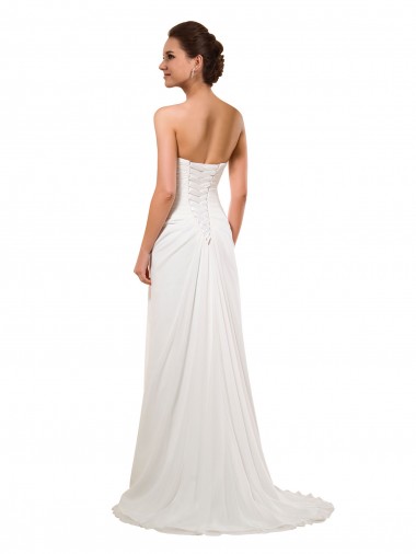 Marfim Chiffon Bainha Amor Longo Vestidos de Noiva