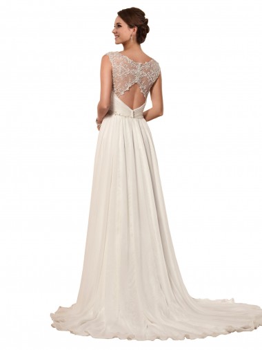 Marfim Chiffon Bainha Buraco da fechadura Amor Longo Vestidos de Noiva