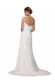 Marfim Chiffon Bainha Decote V Longo Vestidos de Noiva Acessíveis