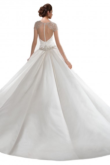 Marfim Linha A Amor Comboio Capela Cetim Longo Vestidos de Noiva