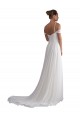 Marfim Linha A Fora do Ombro Comboio Varredela Chiffon Longo Vestidos de Noiva