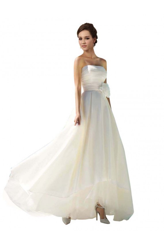 Marfim Linha A Sem alças Chiffon Longo Vestidos de Noiva Acessíveis
