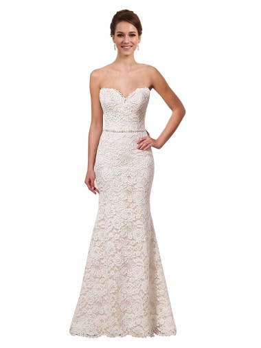 Marfim Renda Bainha Sem Mangas Amor Longo Vestidos de Noiva
