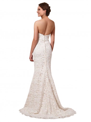 Marfim Renda Bainha Sem Mangas Amor Longo Vestidos de Noiva