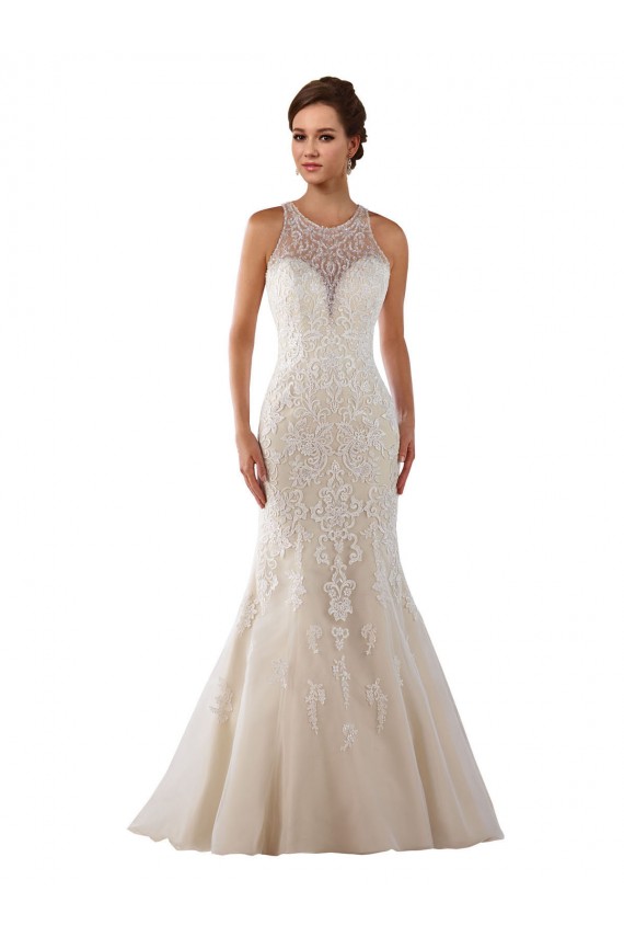 Marfim Renda Sem Mangas Amor Sereia Longo Vestidos de Noiva / Vestidos de Baile Acessíveis