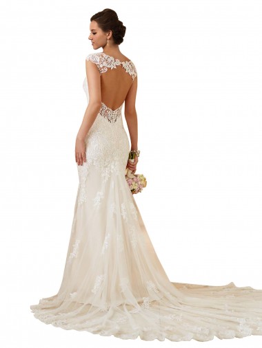 Marfim Renda Sereia Buraco da fechadura Amor Longo Vestidos de Noiva