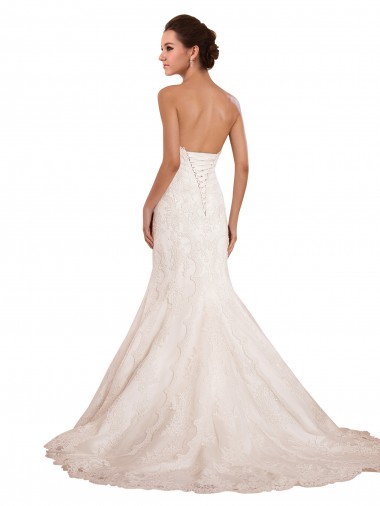 Marfim Renda Sereia Sem Mangas Amor Longo Vestidos de Noiva