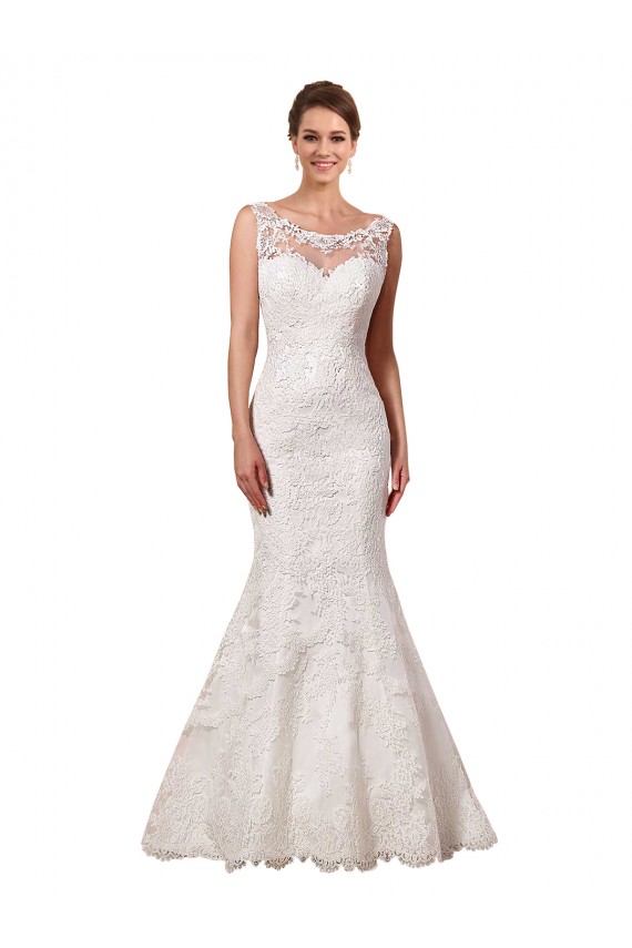 Marfim Renda Sereia Sem Mangas Amor Longo Vestidos de Noiva / Vestidos de Baile Acessíveis