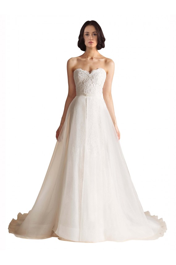 Marfim Tule Linha A Lombar Amor Longo Vestidos de Noiva Acessíveis