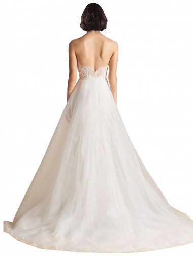 Marfim Tule Linha A Lombar Amor Longo Vestidos de Noiva