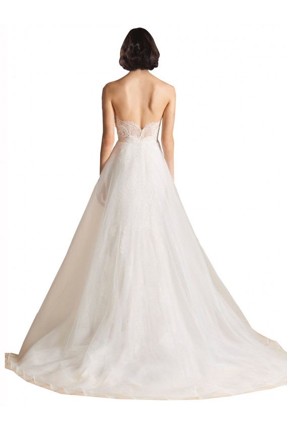 Marfim Tule Linha A Lombar Amor Longo Vestidos de Noiva Acessíveis