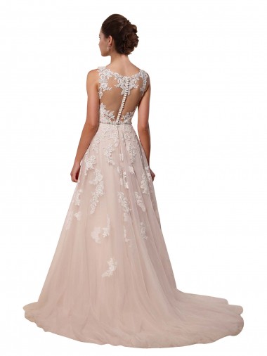 Marfim Tule & Renda Linha A Amor Longo Vestidos de Noiva