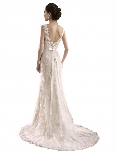 Marfim Tule & Renda Sem Mangas Amor Sereia Longo Vestidos de Noiva