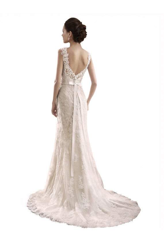 Marfim Tule & Renda Sem Mangas Amor Sereia Longo Vestidos de Noiva Acessíveis