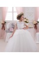 Marfim Tule & Renda Sem Mangas Amor Vestido de Baile Longo Vestidos para meninas de flores Acessíveis