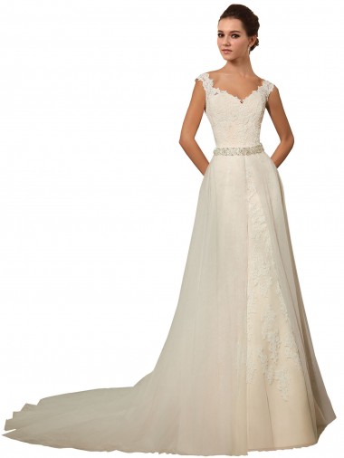 Marfim Tule & Renda Sereia Amor Longo Vestidos de Noiva