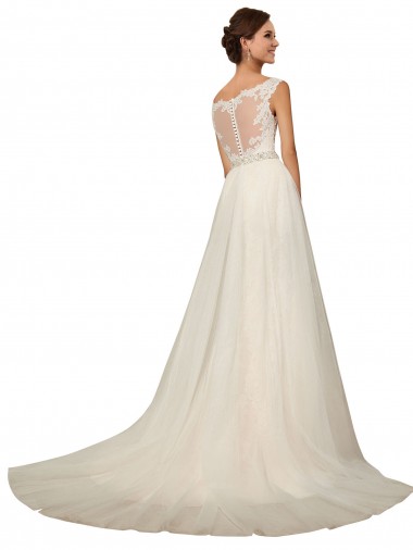 Marfim Tule & Renda Sereia Amor Longo Vestidos de Noiva