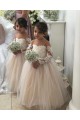 Marfim Tule & Renda Vestido de Baile Mangas Compridas Amor Longo Vestidos para meninas de flores Acessíveis