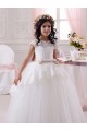 Marfim Tule & Renda Vestido de Baile Sem Mangas Amor Longo Vestidos para meninas de flores Acessíveis