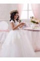 Marfim Tule & Renda Vestido de Baile Sem Mangas Amor Longo Vestidos para meninas de flores Acessíveis