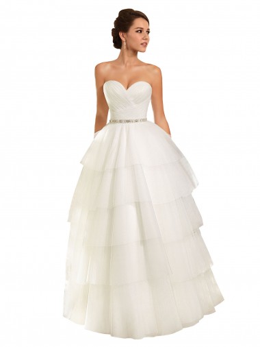 Marfim Tule Vestido de Baile Amor Longo Vestidos de Noiva