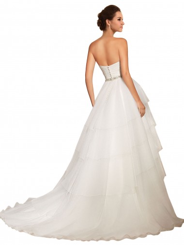 Marfim Tule Vestido de Baile Amor Longo Vestidos de Noiva