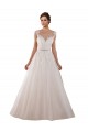 Marfim Vestido de Baile Amor Comboio Capela Tule & Renda Longo Vestidos de Noiva Acessíveis