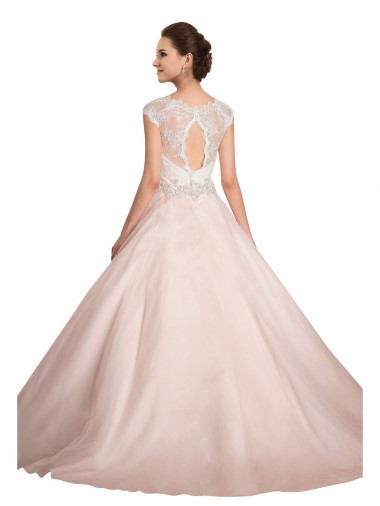 Marfim Vestido de Baile Barco Comboio Capela Renda Longo Vestidos de Noiva